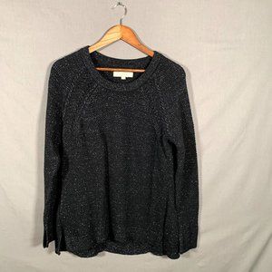 Loft Black & Metallic Silver Crewneck Sweater